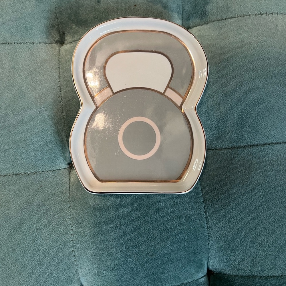 Elegant Gray and White Kettlebell Trinket Dish